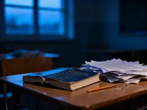 Przytulny pokój dziecięcy z dwoma łóżeczkami i otwartą książką o rodzicielstwie, przygotowujący na powitanie drugiego dziecka.